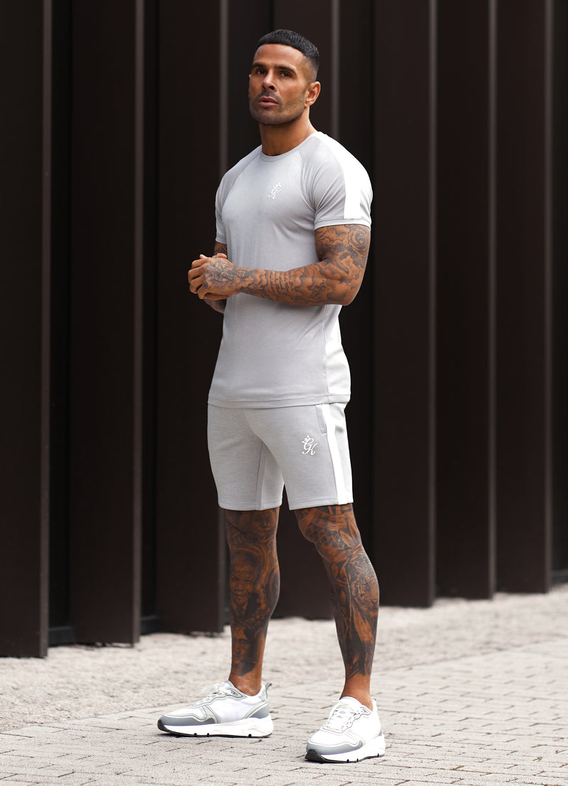 Gym King Core Plus Poly Tee - Grey Marl/White