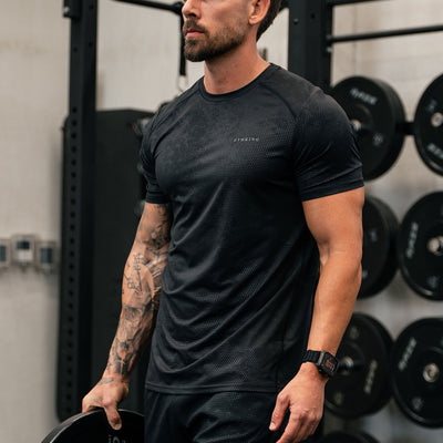 Gym King Debossed Pixel T-Shirt - Black
