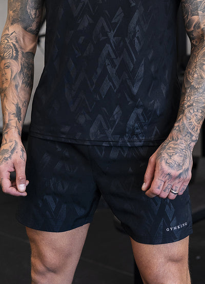 Gym King Debossed Peak Short - Black