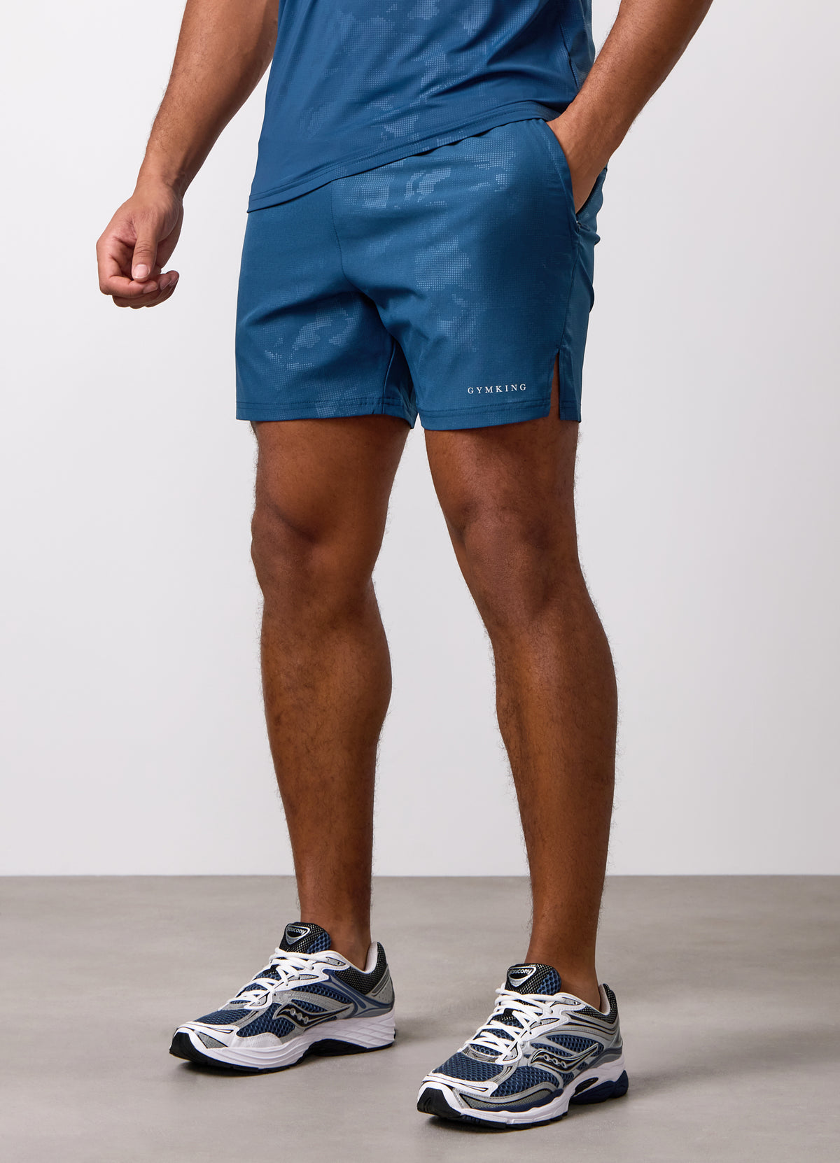 Gym King Debossed Camo Short 5" - Tide Blue