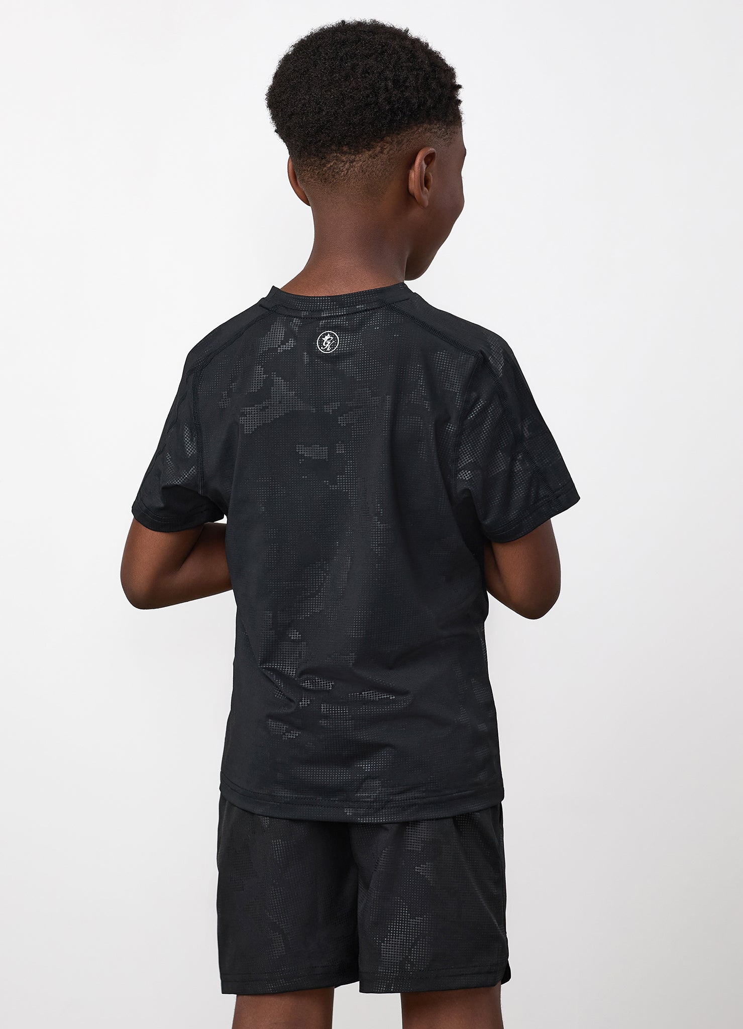 Gym King Older Kids Debossed Camo Tee - Black
