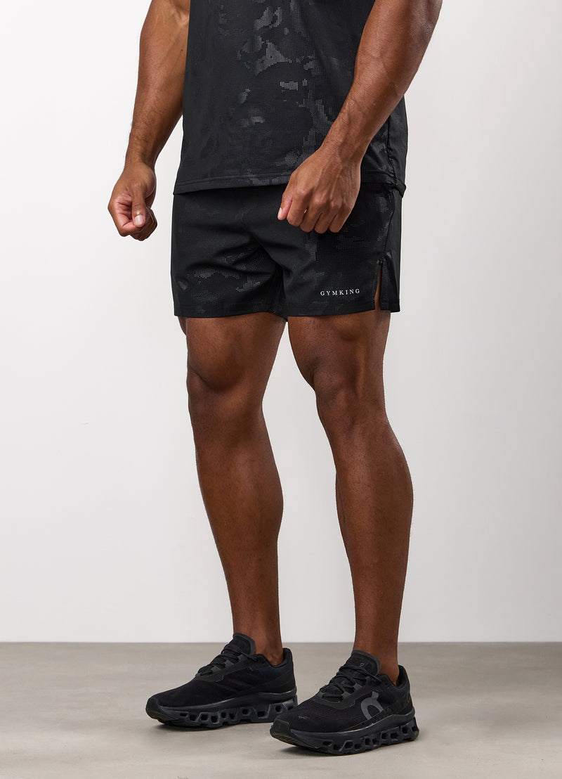 Gym King Debossed Camo Short 5" - Black