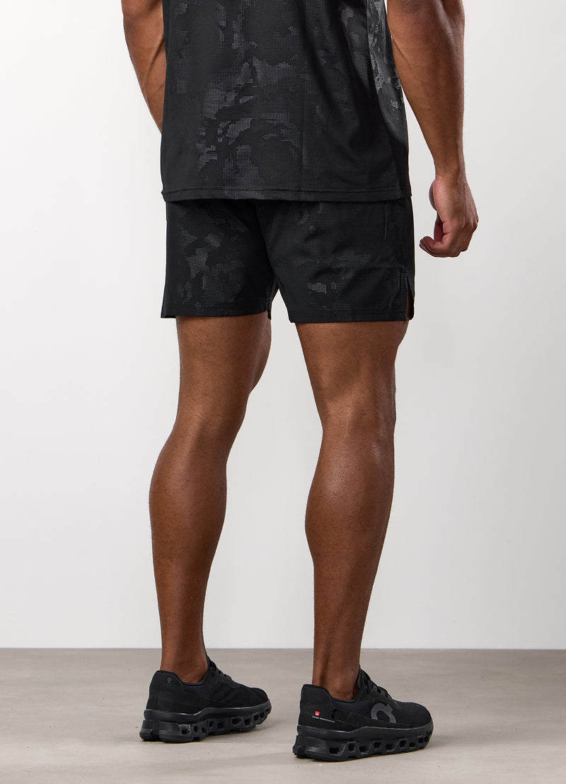 Gym King Debossed Camo Short 5" - Black