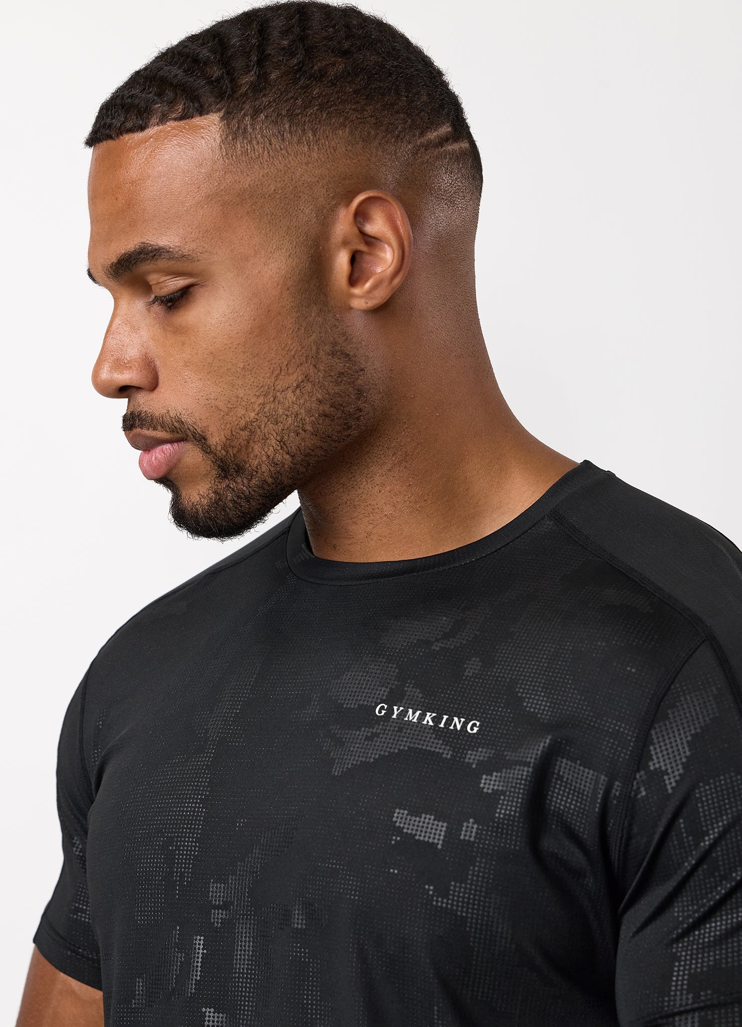 Gym King Debossed Camo SS Tee - Black