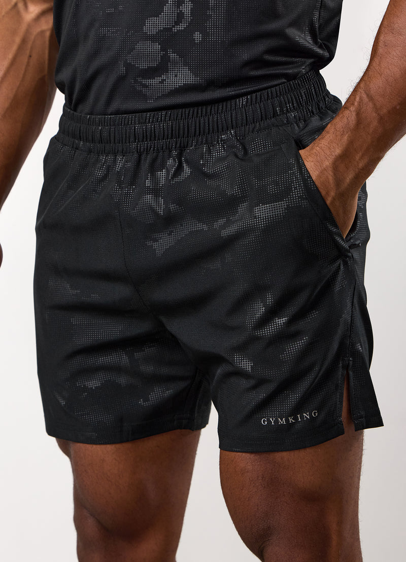 Gym King Debossed Camo Short 5" - Black
