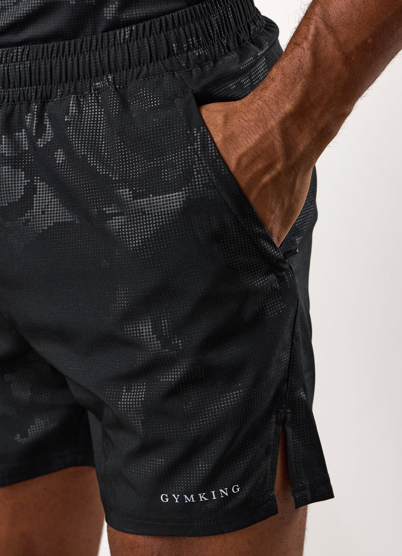 Gym King Debossed Camo Short 5" - Black