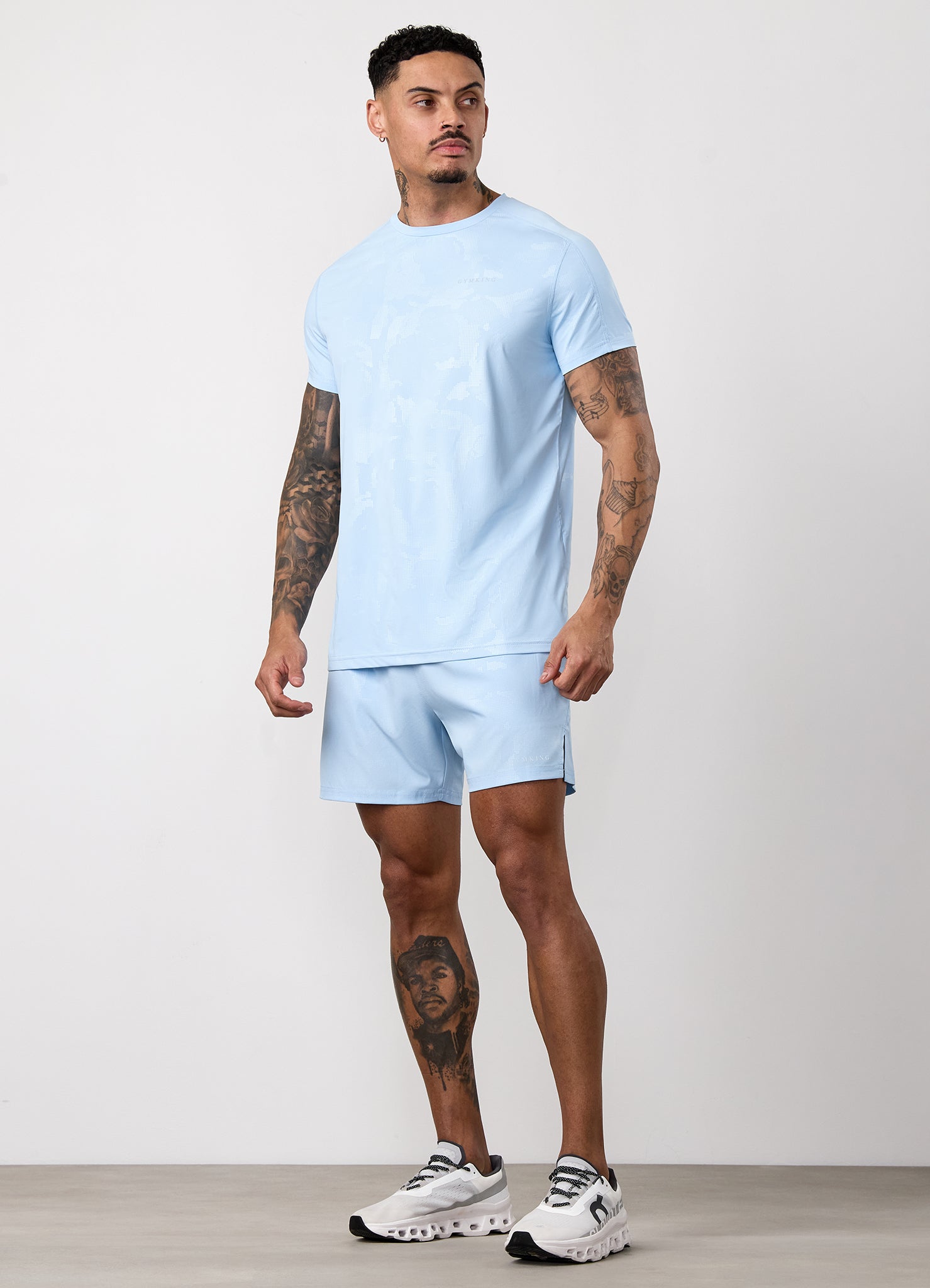 Gym King Debossed Camo Tee - Blue Haze