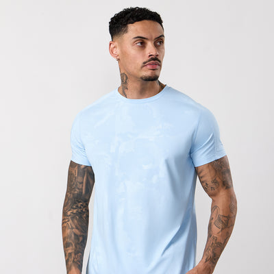 Gym King Debossed Camo T-Shirt - Blue Haze