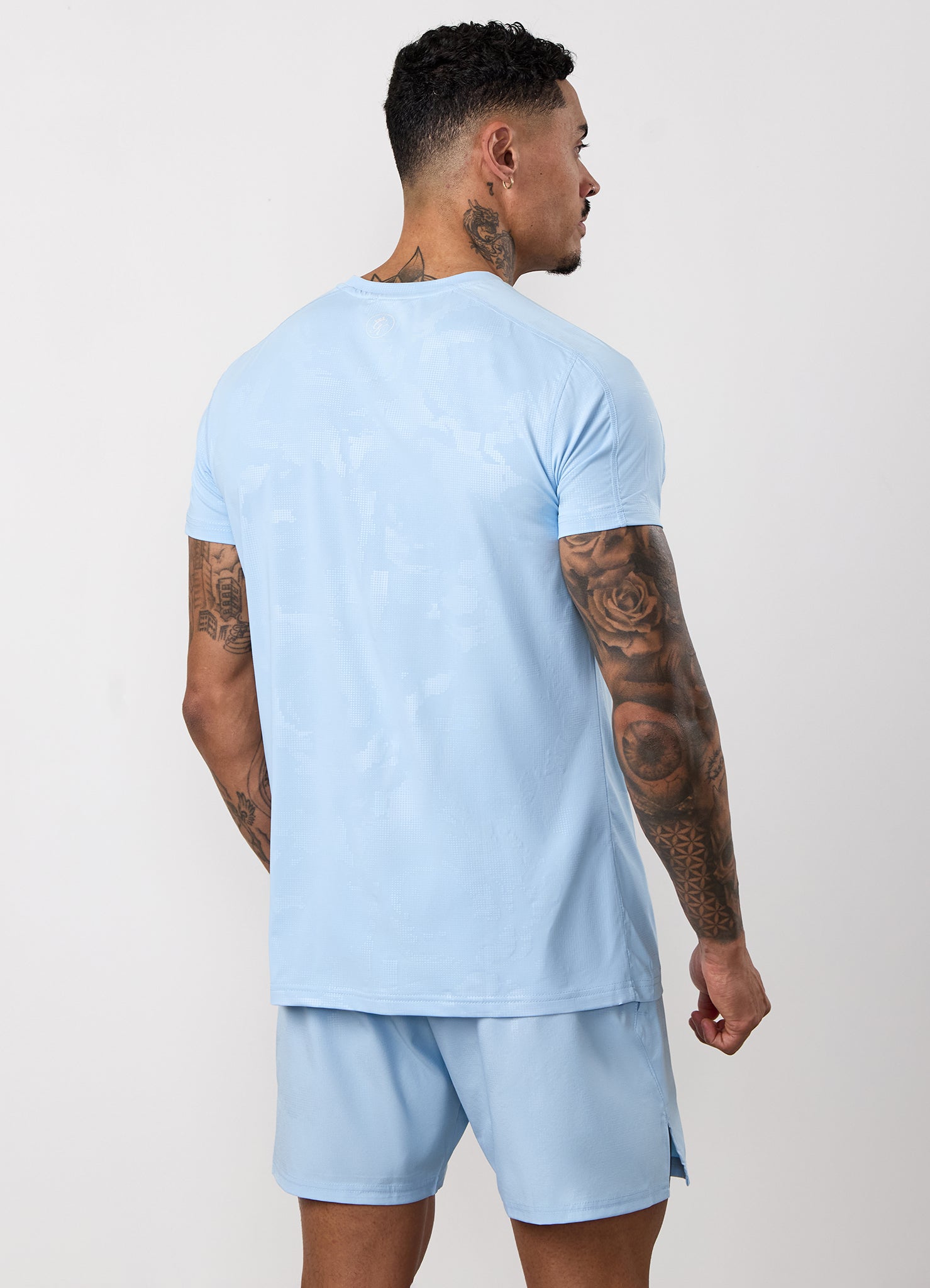 Gym King Debossed Camo T-Shirt - Blue Haze