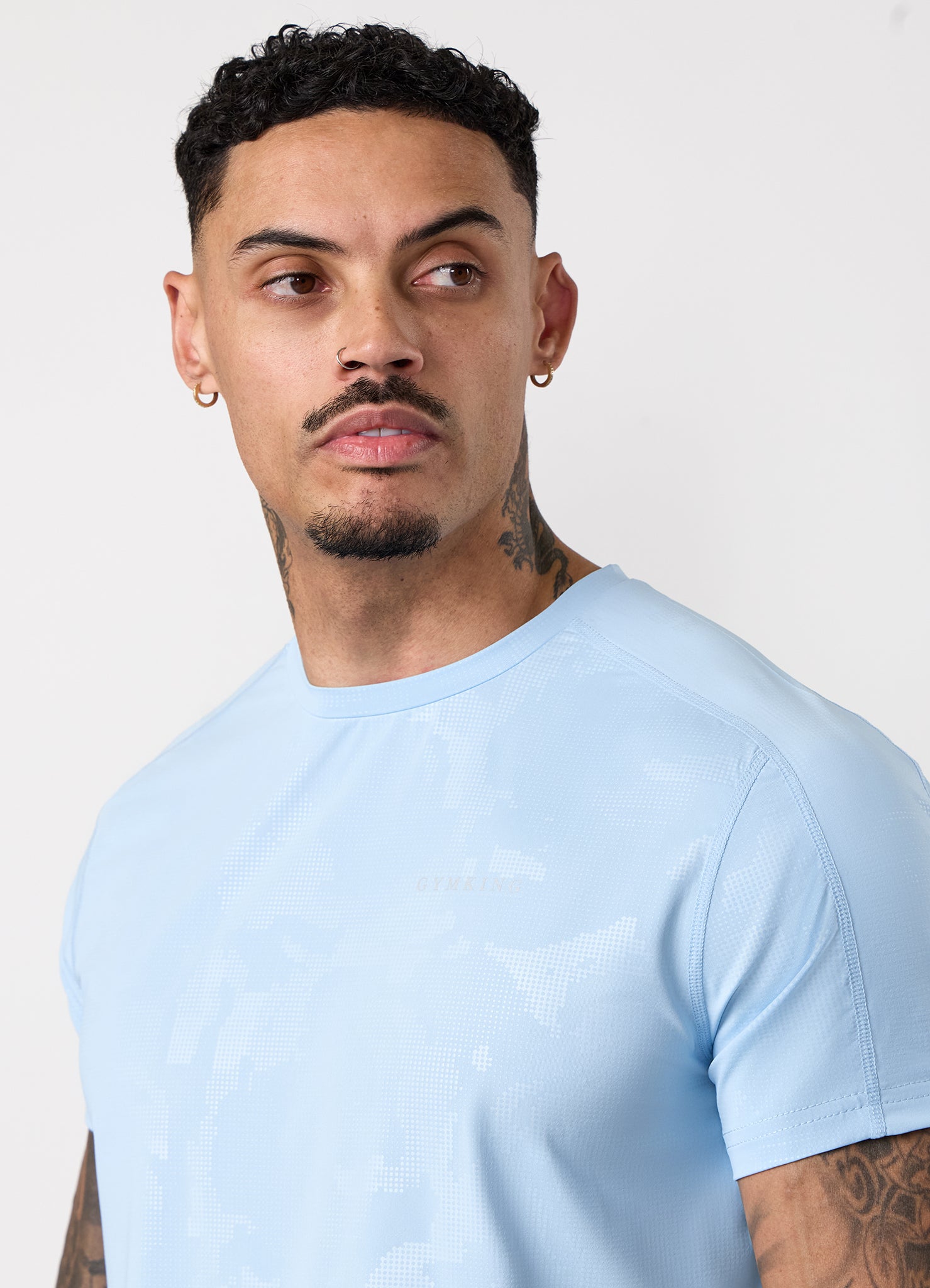 Gym King Debossed Camo Tee - Blue Haze