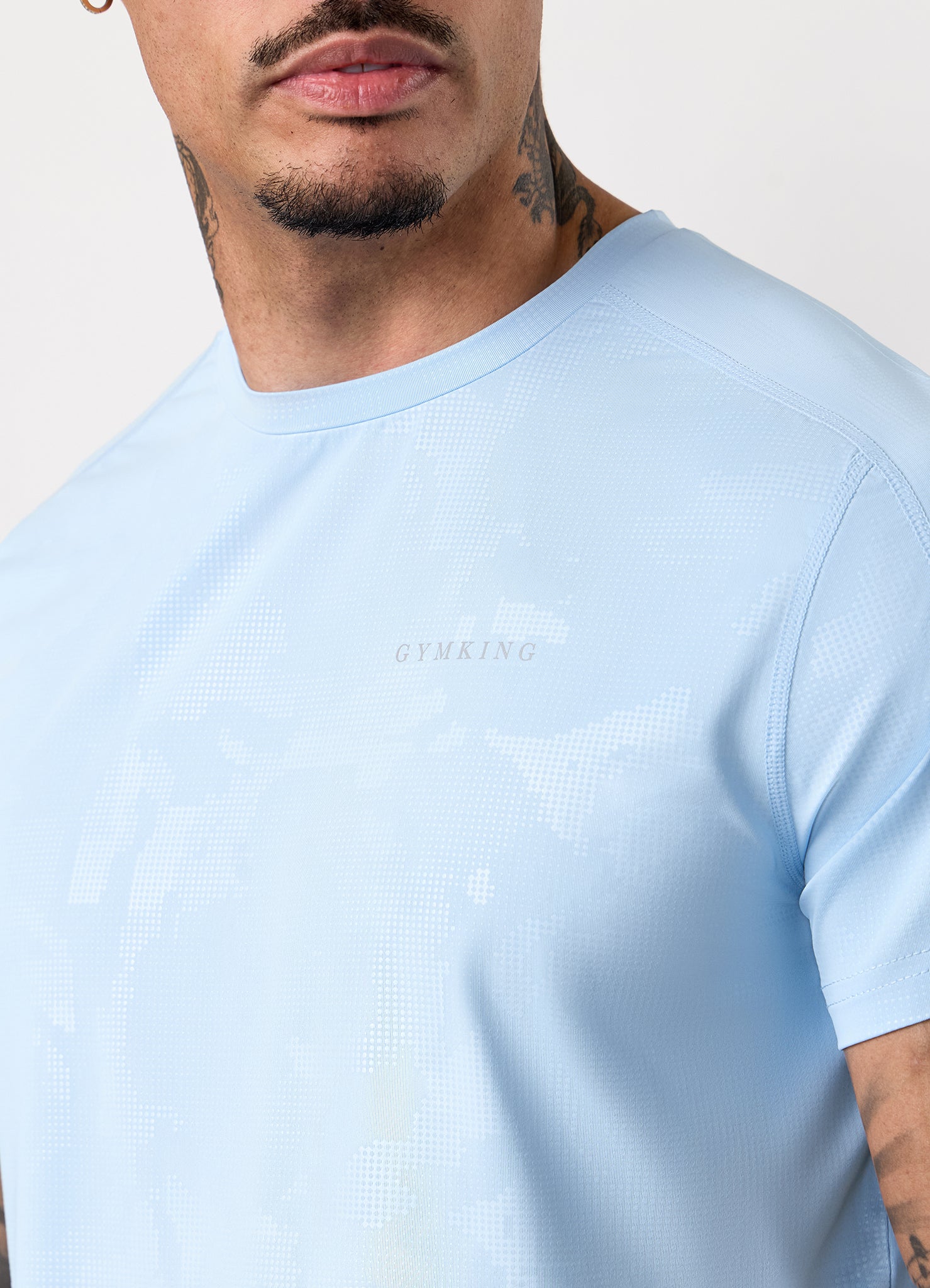 Gym King Debossed Camo Tee - Blue Haze