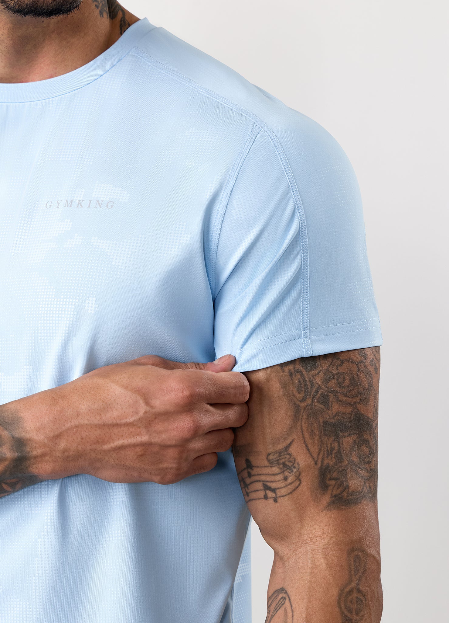 Gym King Debossed Camo Tee - Blue Haze