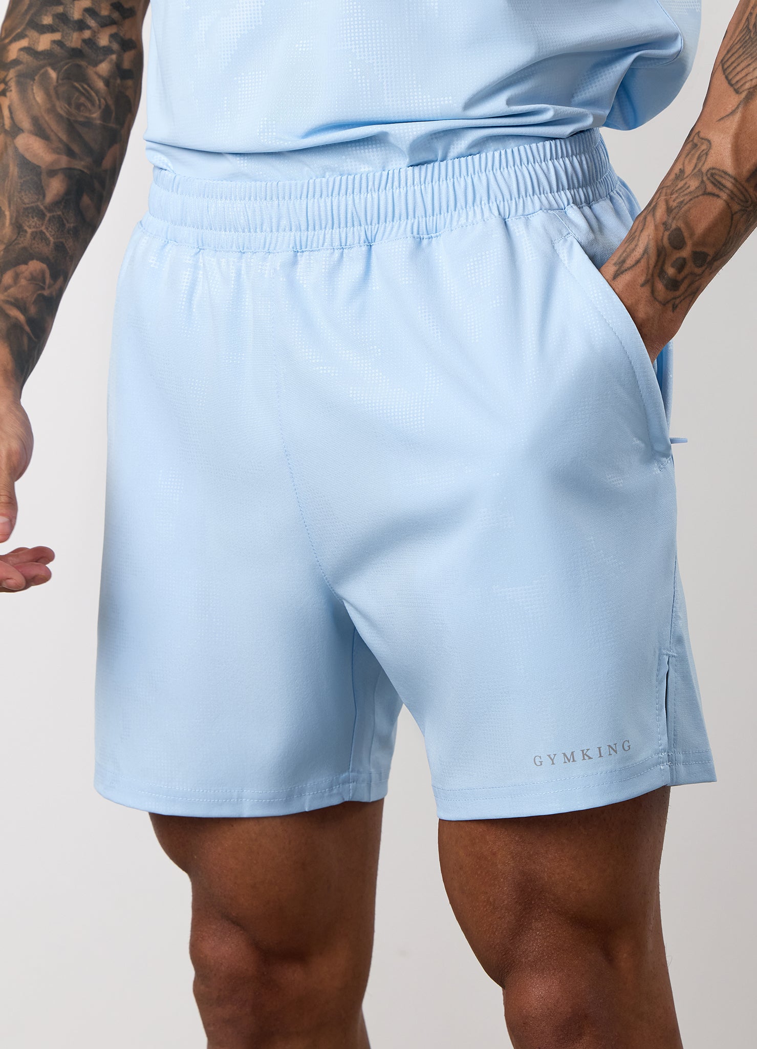 Gym King Debossed Camo Short - Blue Haze