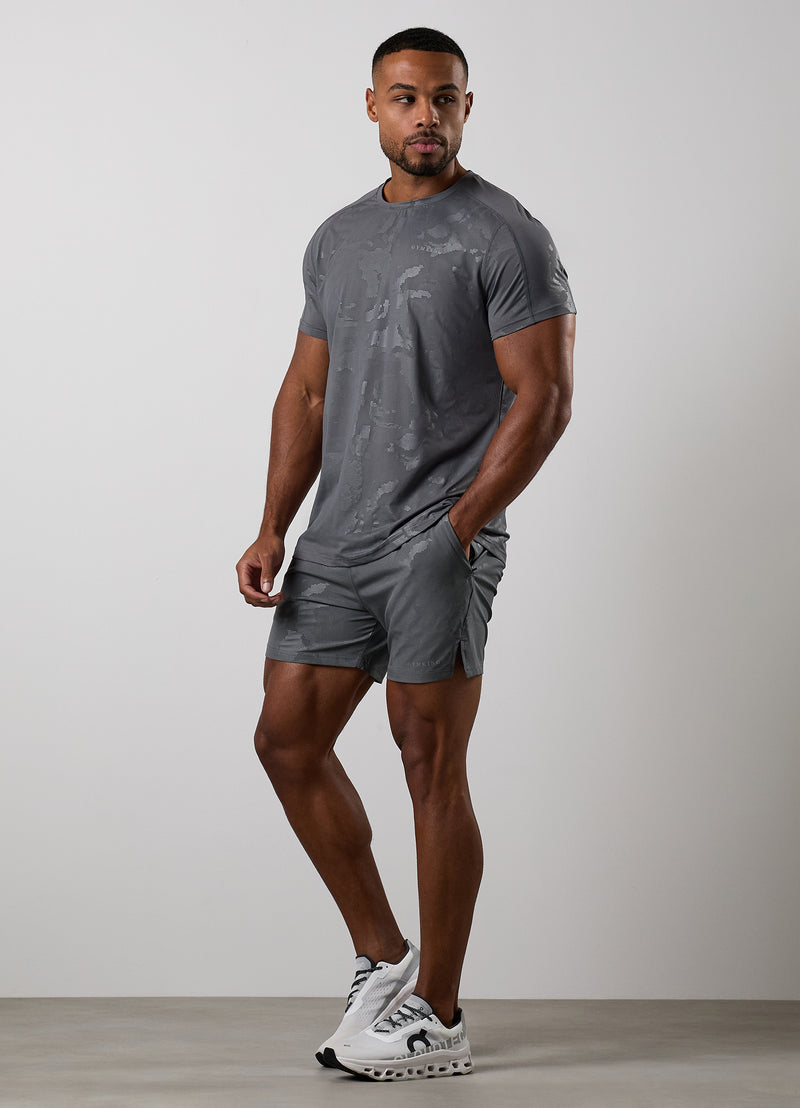 Gym King Debossed Camo Tee - Gunmetal Grey