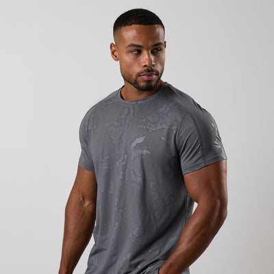 Gym King Debossed Camo Short Sleeve Tee - Gunmetal Grey
