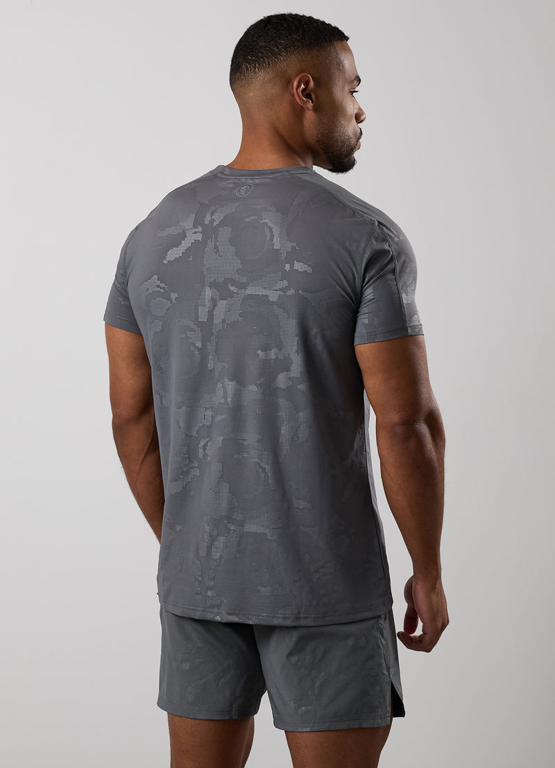 Gym King Debossed Camo Tee - Gunmetal Grey