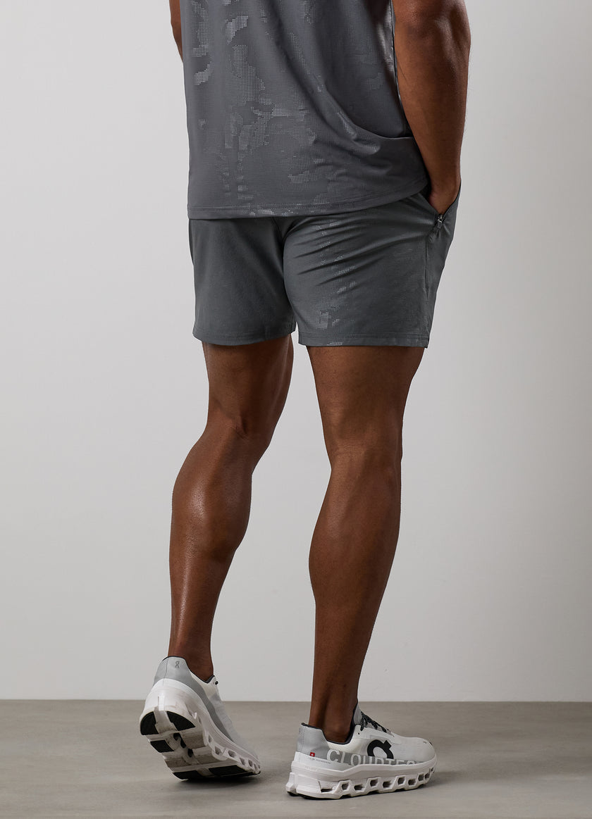 Gym King Debossed Camo Short - Gunmetal Grey