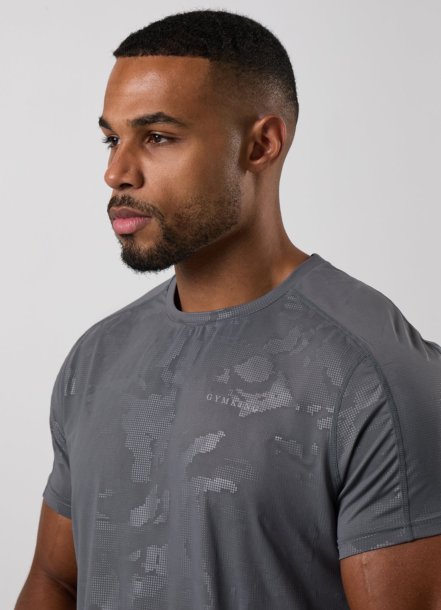 Gym King Debossed Camo Tee - Gunmetal Grey