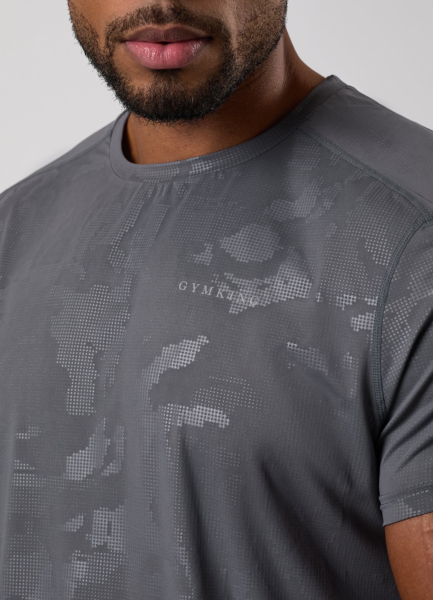 Gym King Debossed Camo Tee - Gunmetal Grey