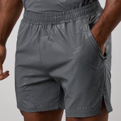 Gym King Debossed Camo Short - Gunmetal Grey