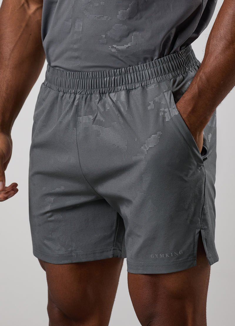 Gym King Debossed Camo Short - Gunmetal Grey