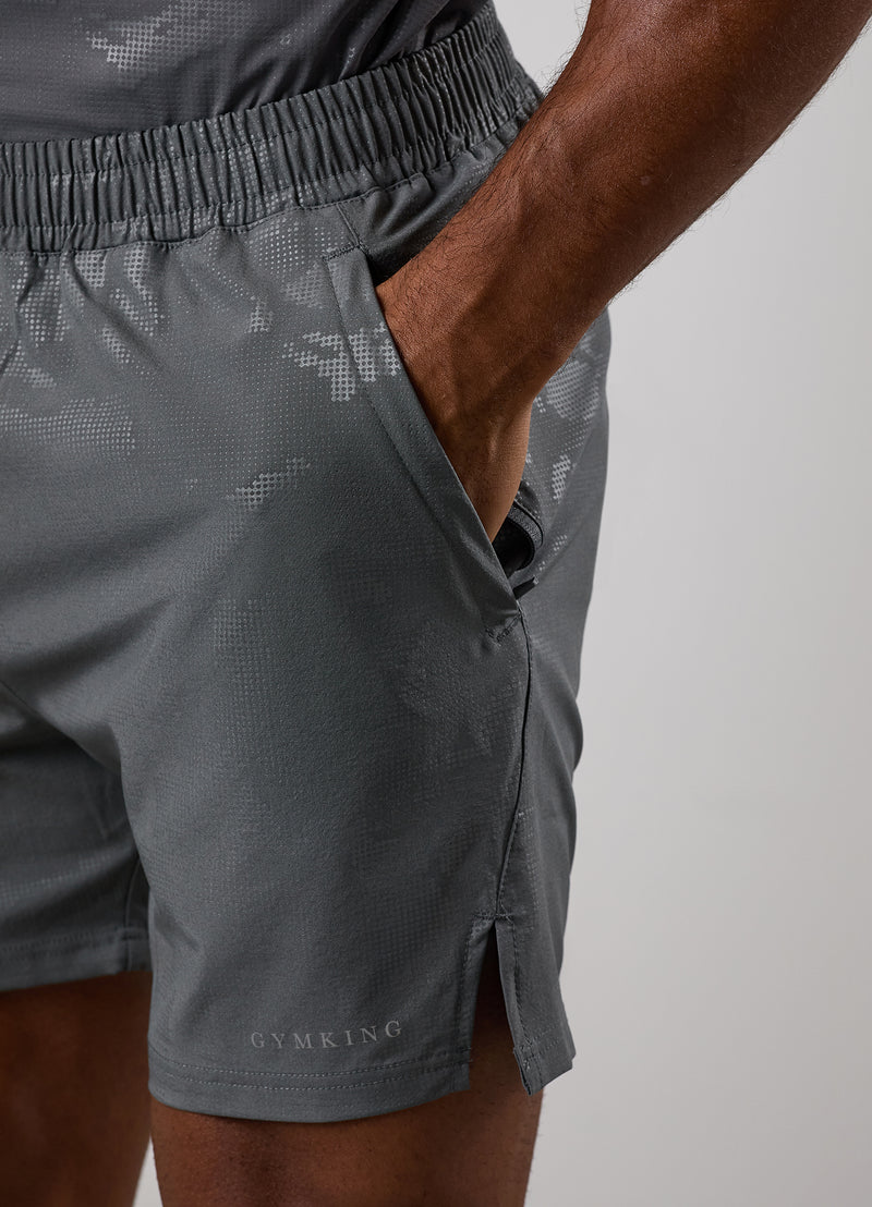 Gym King Debossed Camo Short - Gunmetal Grey
