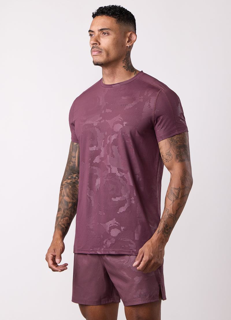 Gym King Debossed Camo Tee - Mulberry