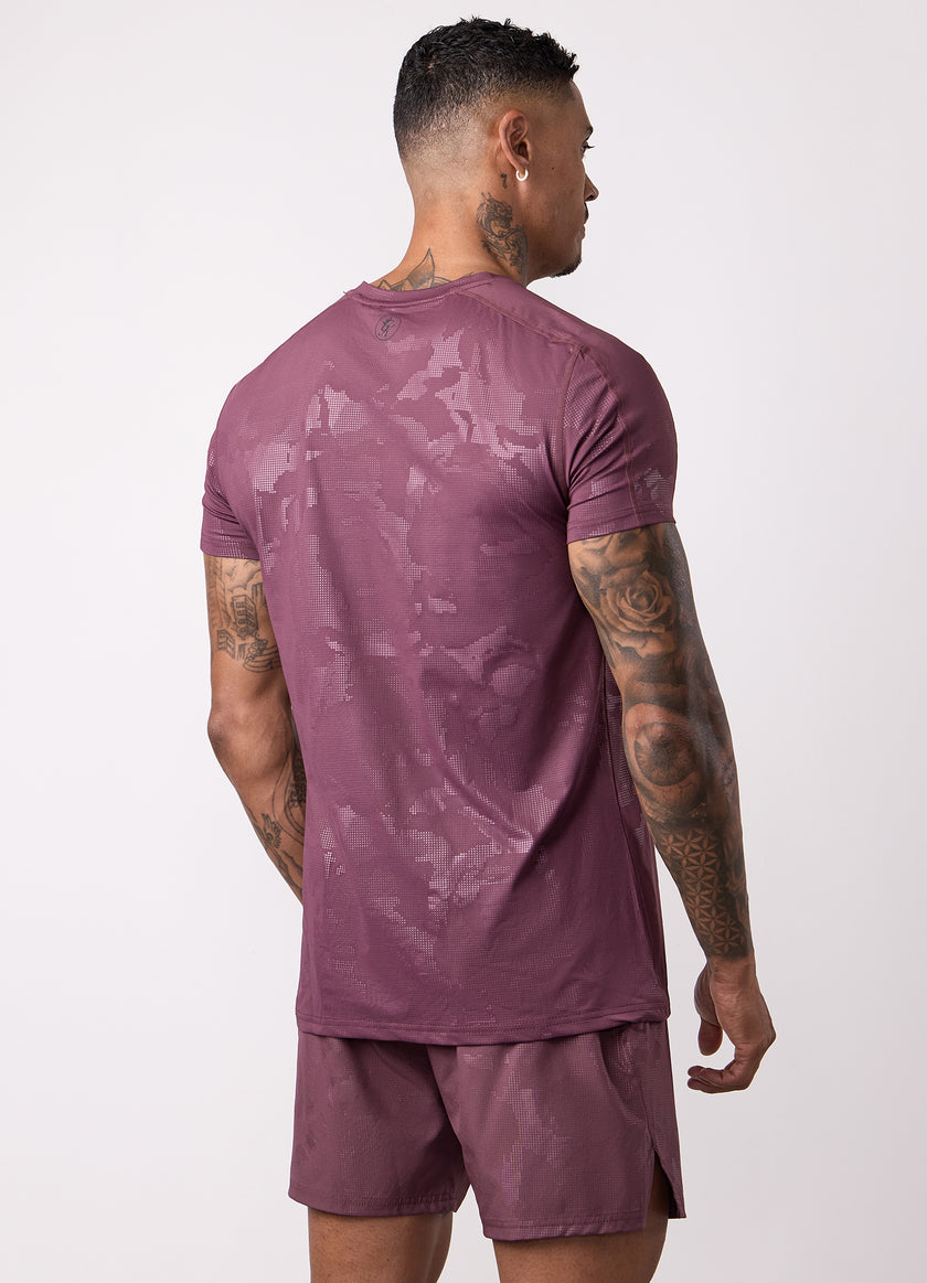 Gym King Debossed Camo Tee - Mulberry
