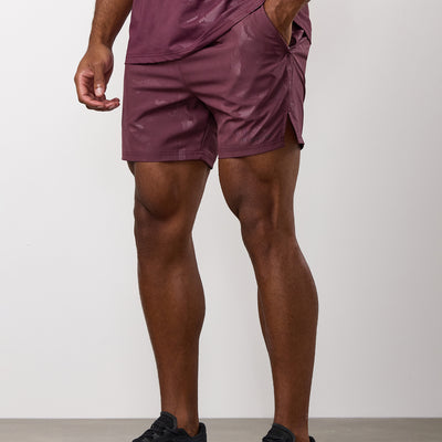 Gym King Debossed Camo Short 5" - Mulberry