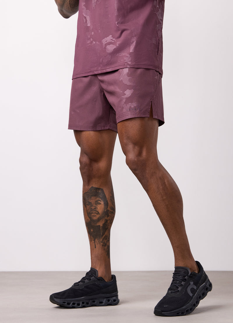 Gym King Debossed Camo Short 5" - Mulberry
