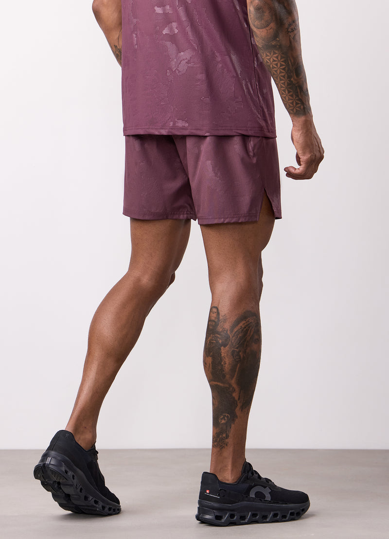 Gym King Debossed Camo Short 5" - Mulberry