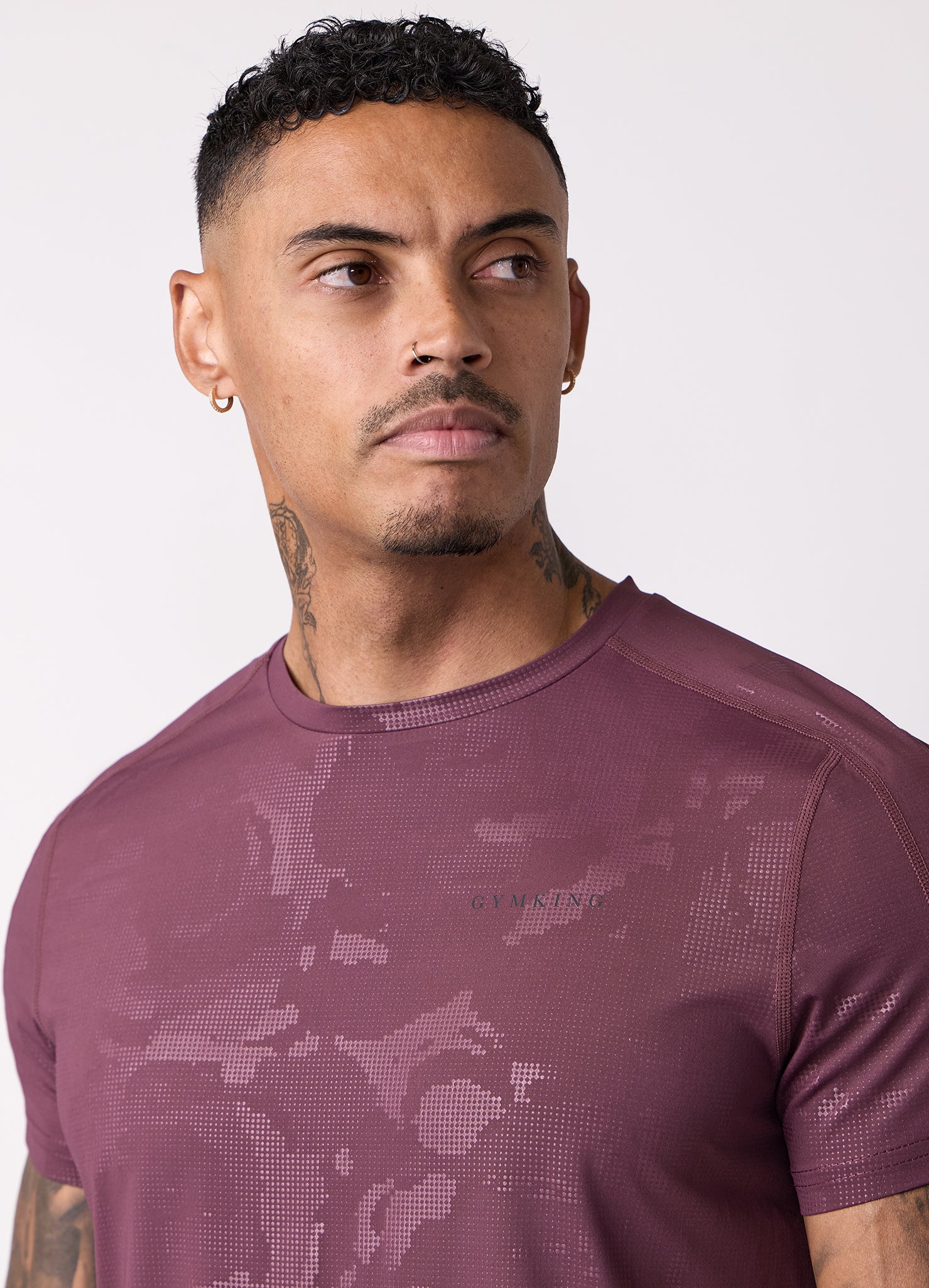 Gym King Debossed Camo Tee - Mulberry
