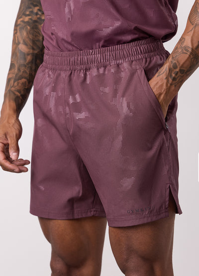 Gym King Debossed Camo Short 5" - Mulberry