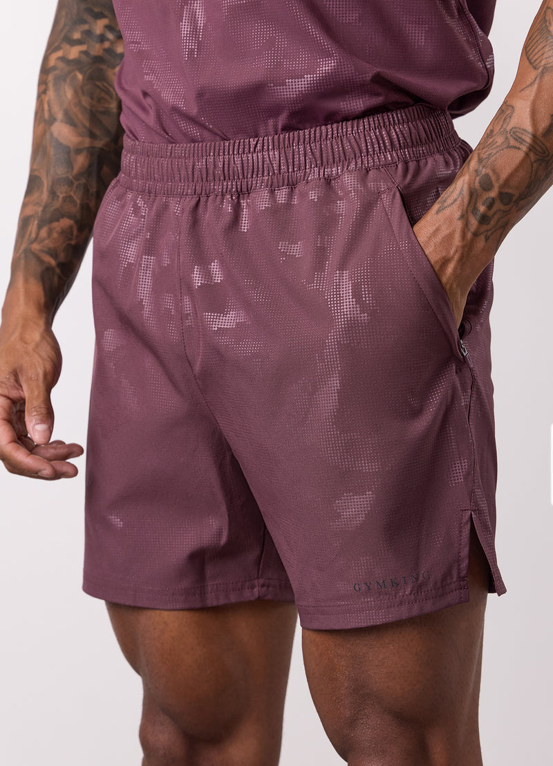 Gym King Debossed Camo Short 5" - Mulberry