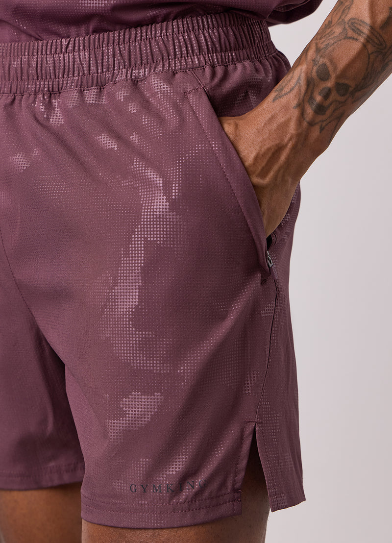 Gym King Debossed Camo Short 5" - Mulberry