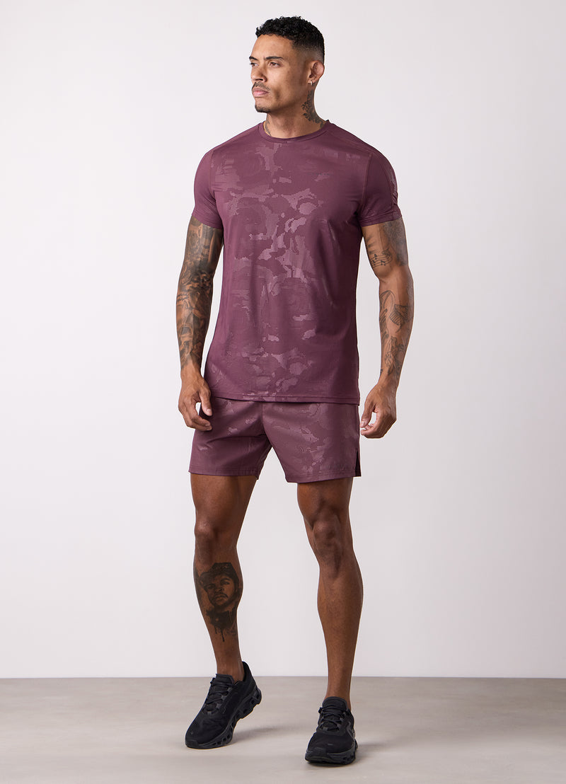 Gym King Debossed Camo Tee - Mulberry
