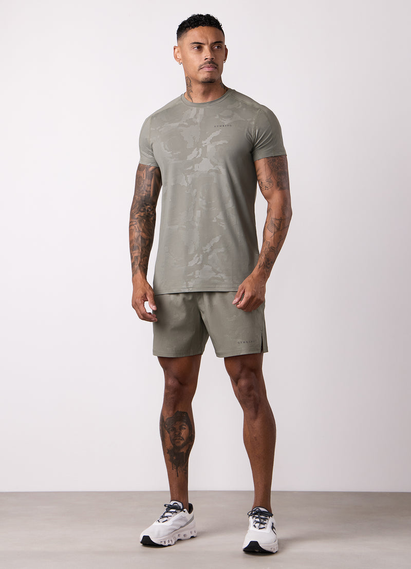 Gym King Debossed Camo Tee - Olive