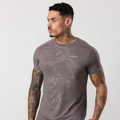 Gym King Debossed Camo Tee - Rustic Taupe