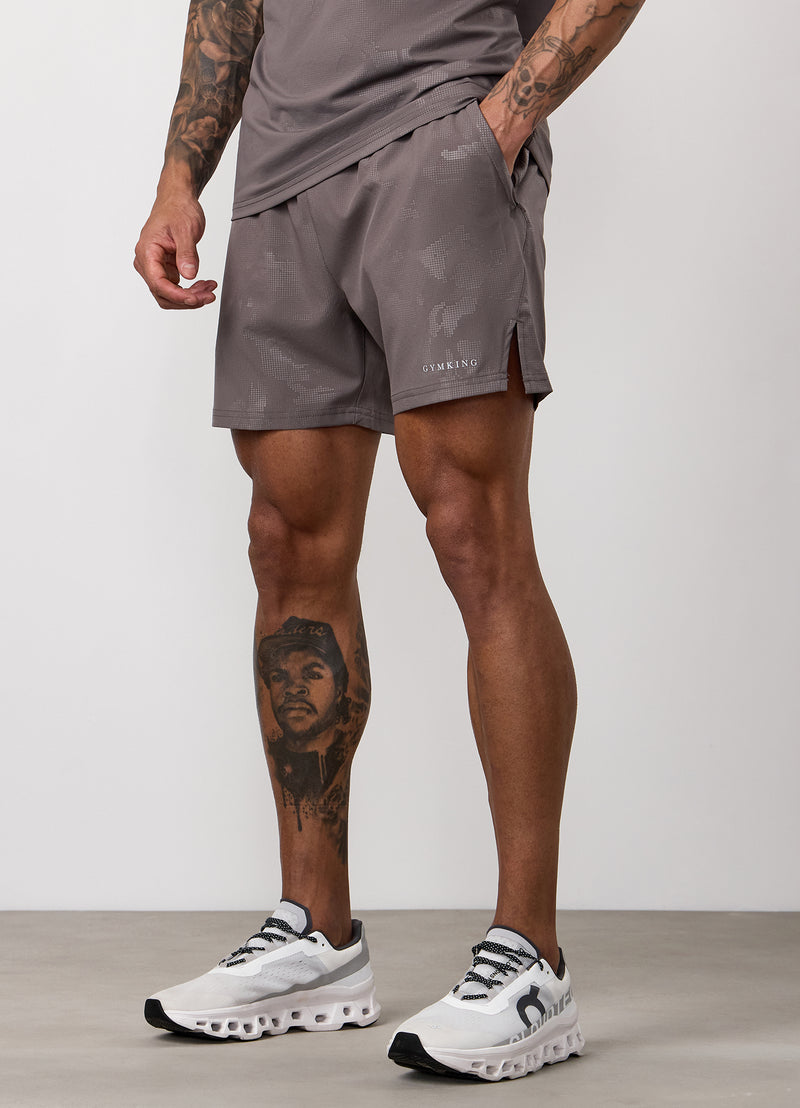 Gym King Debossed Camo Short - Rustic Taupe