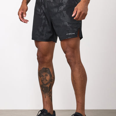 Gym King Debossed Camo Short 5" - Black