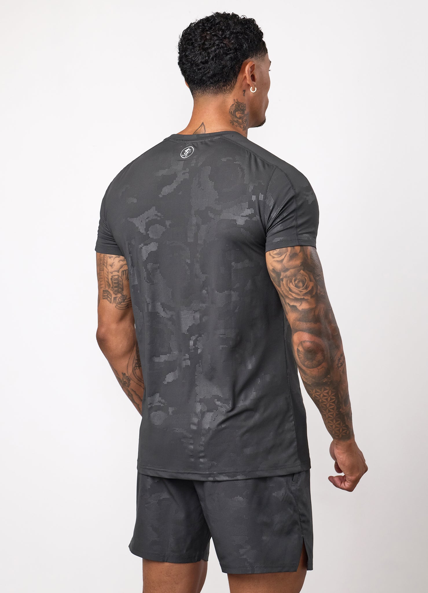 Gym King Debossed Camo T-Shirt - Dark Pewter