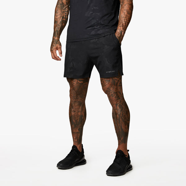 Gym King Debossed Camo Short 5" - Black