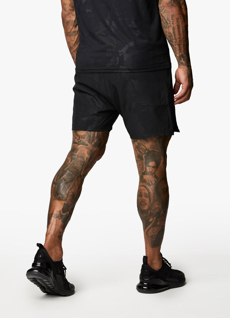 Gym King Debossed Camo Short 5" - Black