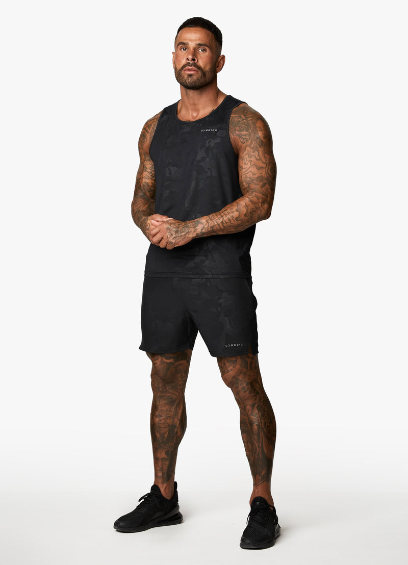 Gym King Debossed Camo Short 5" - Black