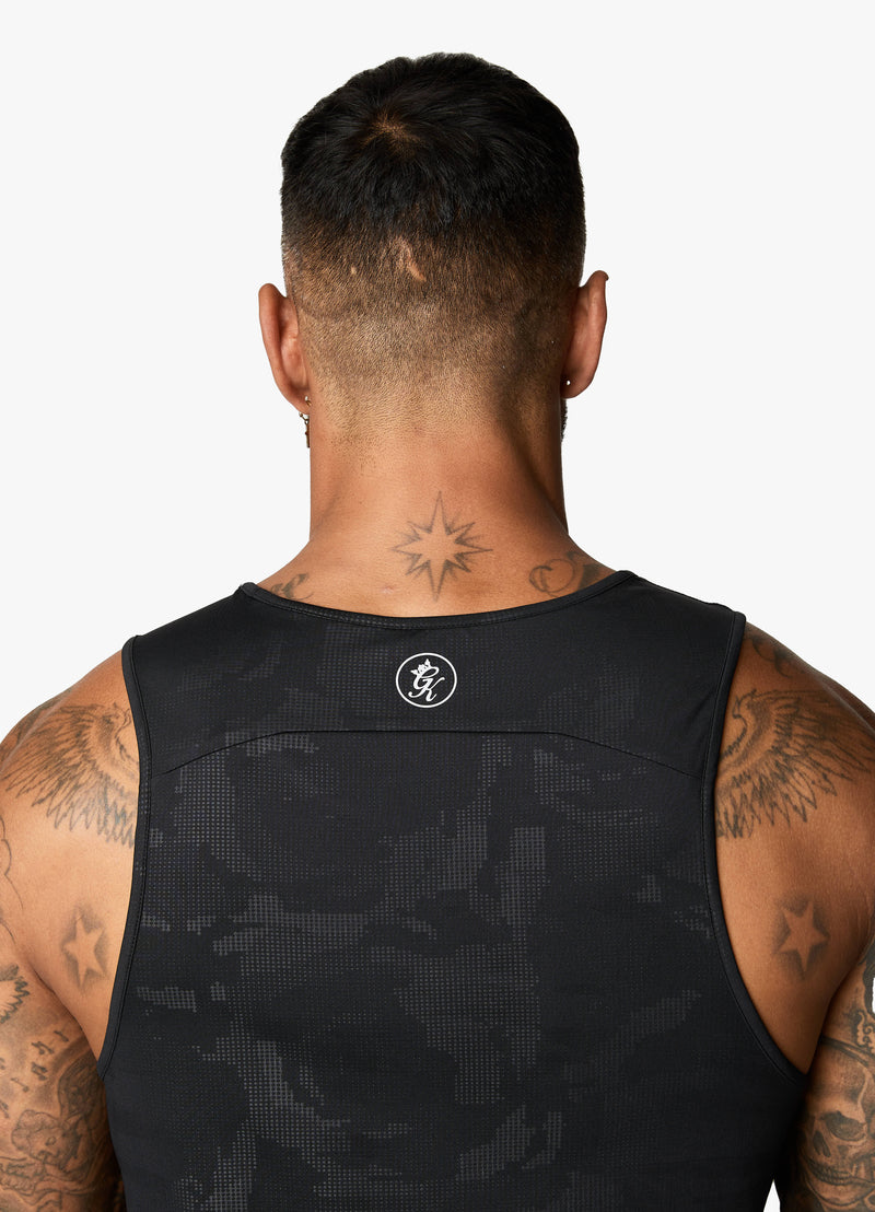 Gym King Debossed Camo Vest - Black