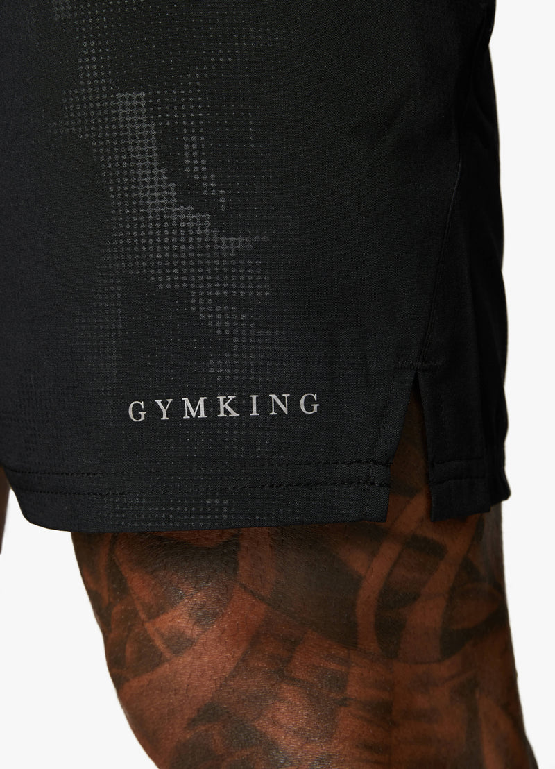 Gym King Debossed Camo Short 5" - Black