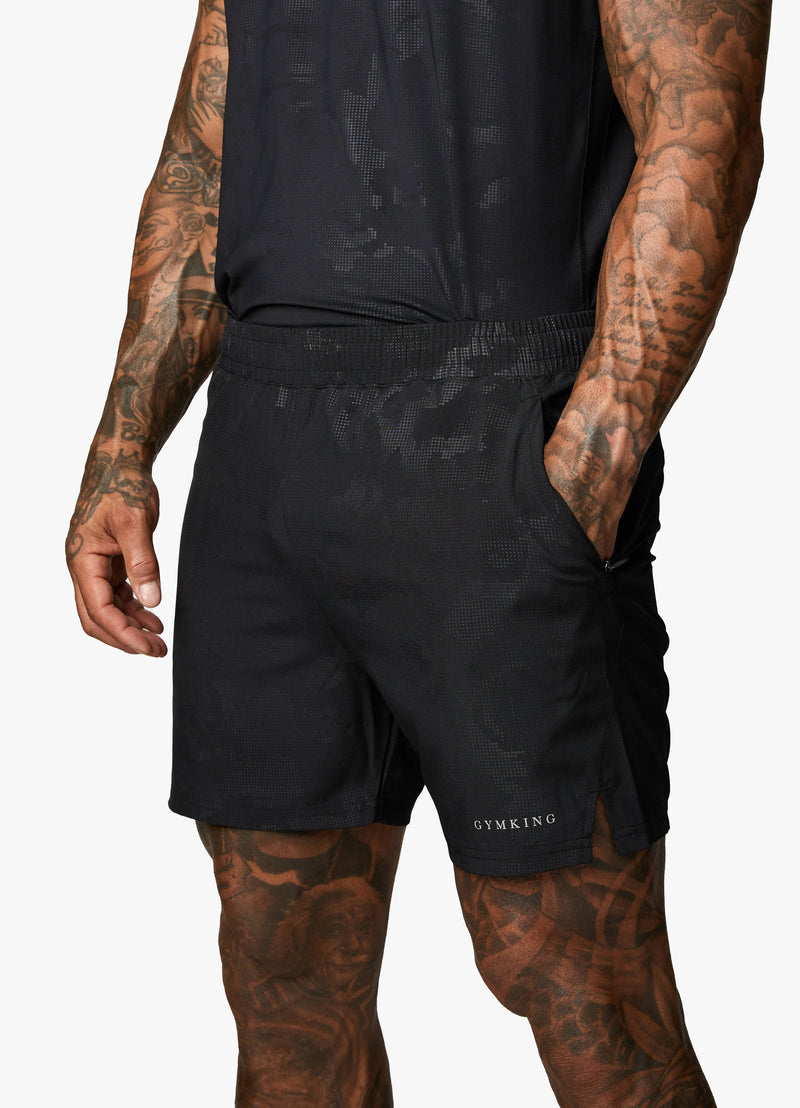 Gym King Debossed Camo Short 5" - Black