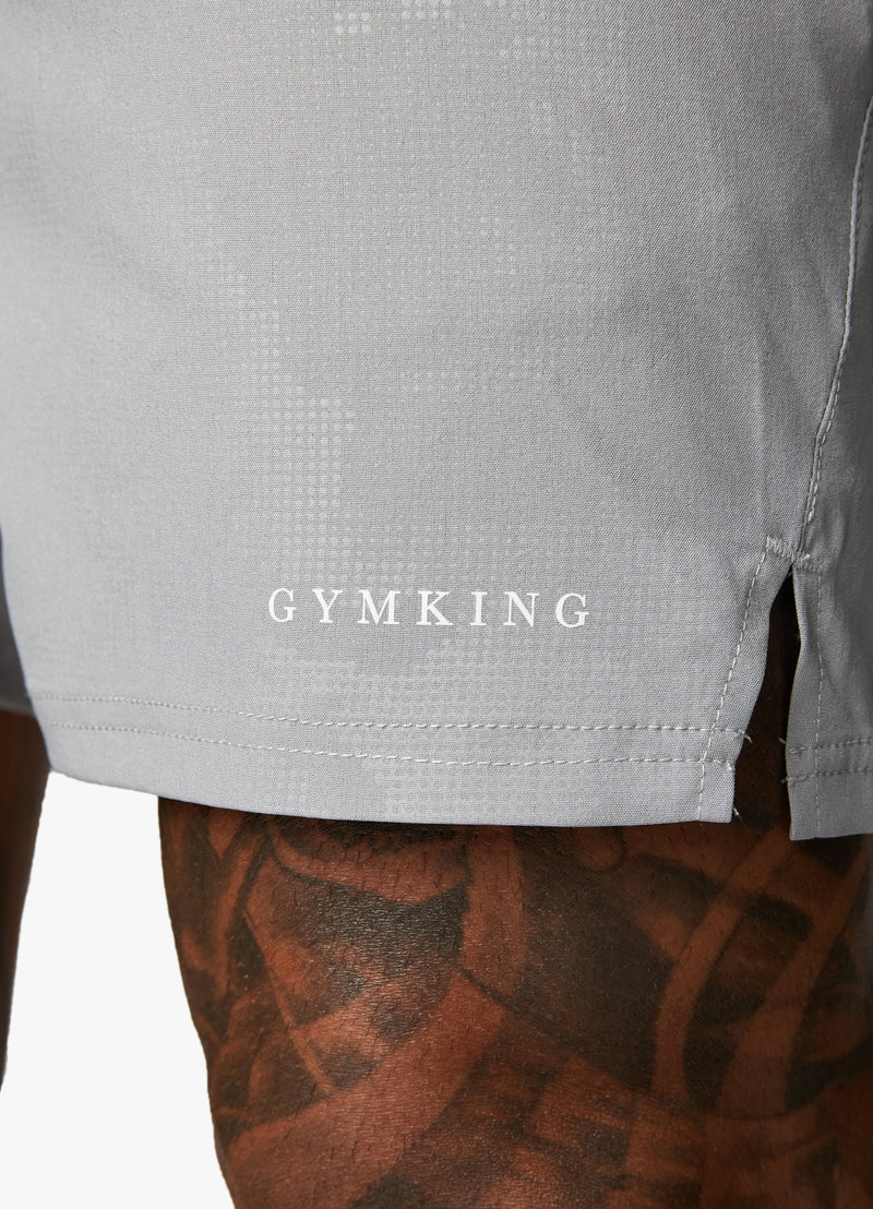 Gym King Debossed Camo Short 5" - Cloudy Grey