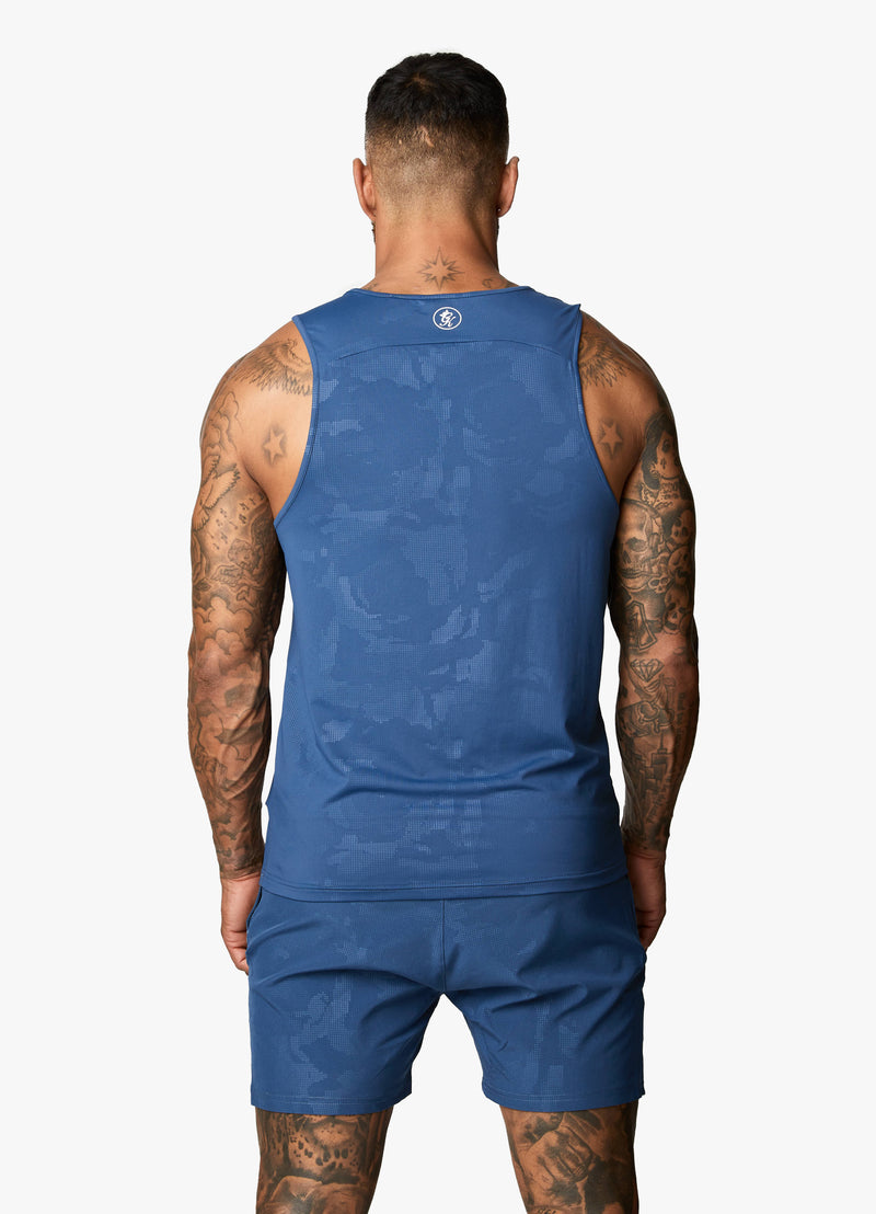 Gym King Debossed Camo Vest - Moonlight Blue