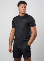 Gym King T-shirt met ingeperste pixels - Zwarte miniatuurafbeelding